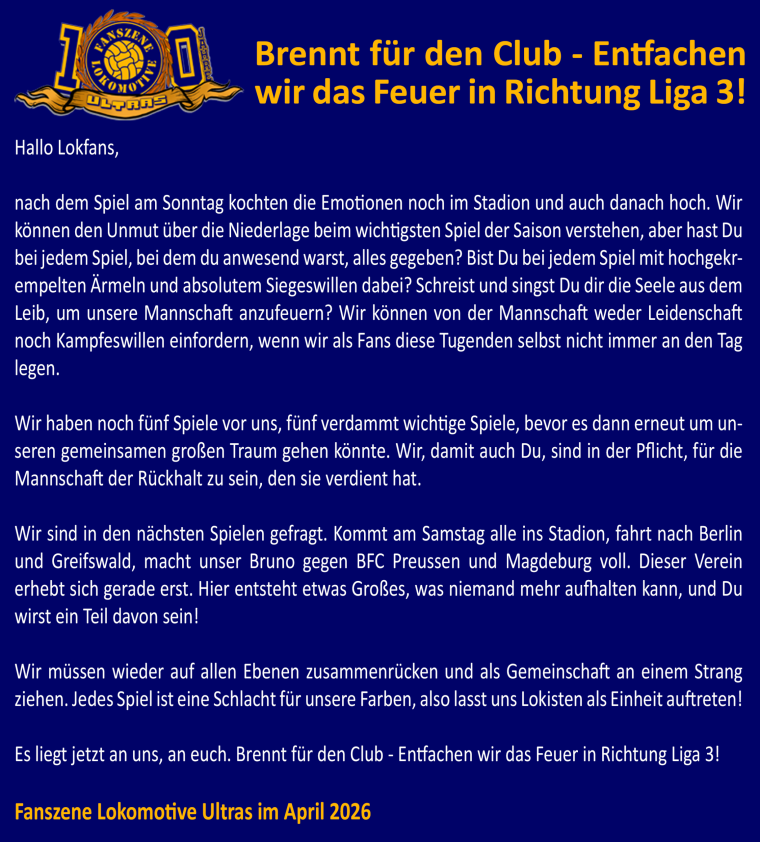 Brennt für den Club - Entfachen wir das Feuer in Richtung Liga 3!